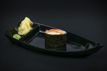 sushi on black