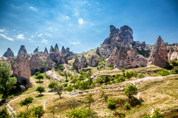 Beautiful mountain pasture, Cappadocia, Uchisar, Turkey