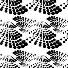 Black and white abstract seamless pattern with dots. Vector clip art.