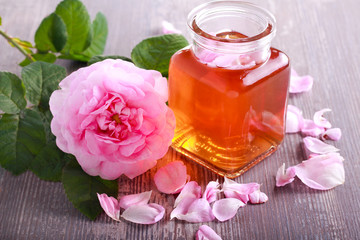 Rose water in a jar,