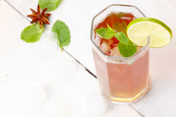 Lime and mint Fruit beer with ice