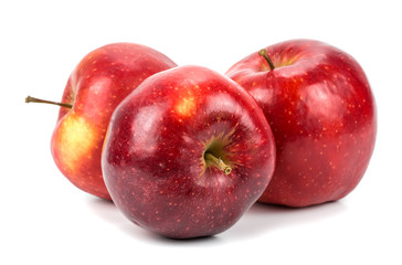 Three apples on a white background