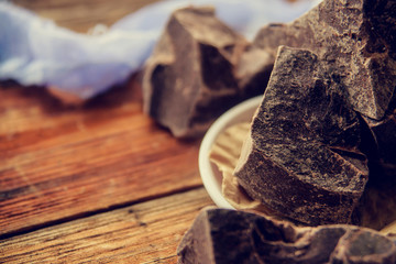 Crushed dark chocolate with cocoa beans