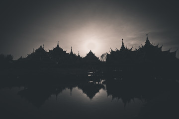 silhouette ancient city in thailand
