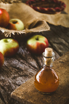Apple vinegar on wood