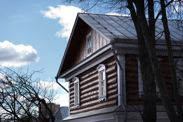 The Log Home with Large Porch at sunset