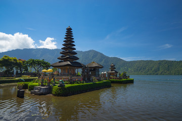 Ulun Danu temple complex at Lake Bratan in Bedugul, Bali, Indonesia.