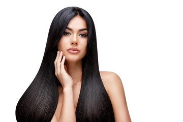 Naklejka premium Beautiful Young Woman with Clean healthy hair