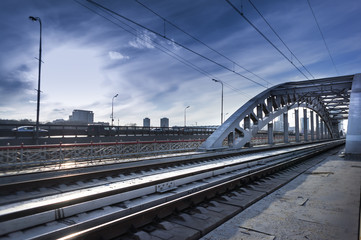 Train bridge over river