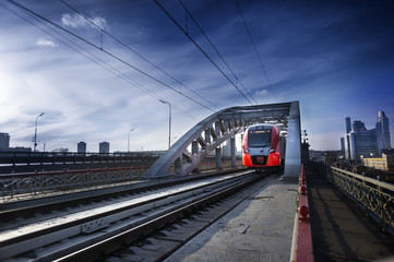 Fototapeta premium Train bridge over river