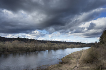 Sky And Clouds Reflection On River