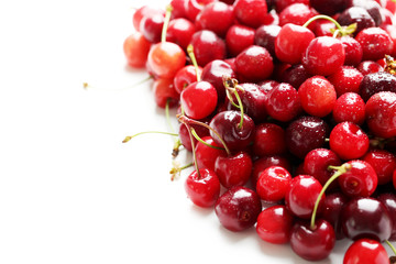 Ripe cherries isolated on a white background