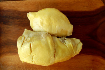 Durian fruit on table