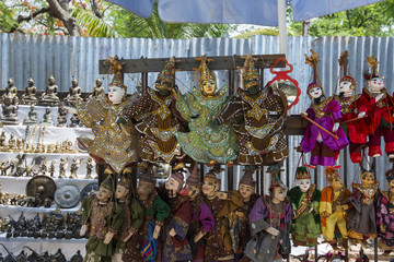 Burmese puppets as travel souvenirs, Myanmar