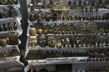 Antique Brasswares Souvenir shops on streets in Myanmar