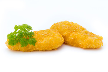 Nugget chiken on the white background.
