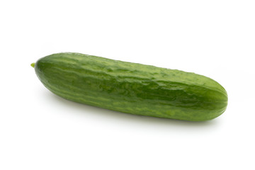 Eco cucumber on white background. Fresh vegetables.