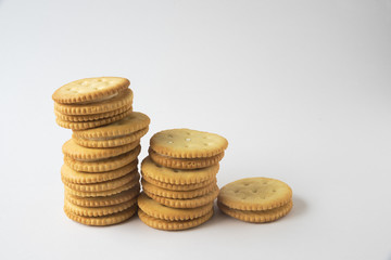 Crackers on the white background