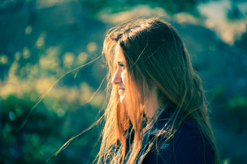 Model shoot in wild flowers in the spring