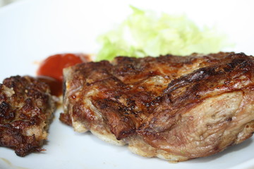 Grilled ribs and sausage for a dinner with friends 

