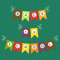 Cute Back to School bunting with multicolored flags