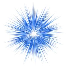 Blue explosion graphic design on white background