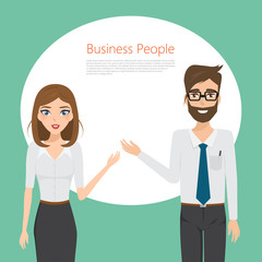 business woman and business man are presenting. people in job character.