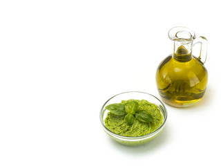 olive oil in a glassware isolated on a white background. 