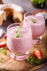 Strawberries milkshake summer drink