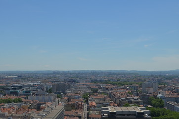 Fototapeta premium Vue en hauteur des toitures du quartier de la Part Dieu Lyon