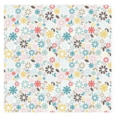 Cute floral seamless pattern with small multicolored flowers and leaves on white background. Trendy vector design for scrapbook, wrapping, wallpaper, package, ditsy print textile.