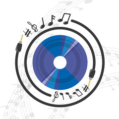 vinyl record with musical notes vector illustration