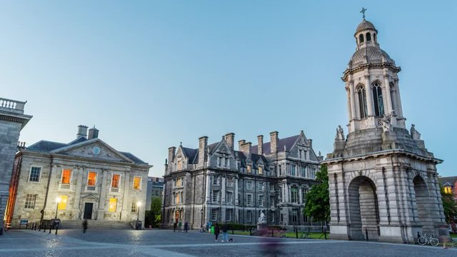 Trinity College, Dublin, Ireland, Day to Night 4K Timelapse Video