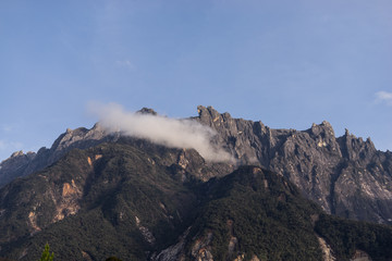 View part of Mount Kinabalu from Kundasang village, Sabah. The highest mountain in Malaysia with elevation is 4095m and it famous among tourist.
