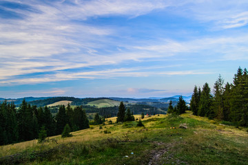 Rural area in the Carpathian under dramatic skies
