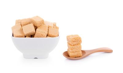 Milk wafers cubes isolated on white background