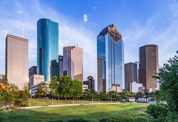 Obraz premium skyline of houston in sunset