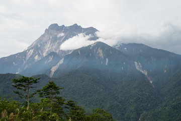 View part of Mount Kinabalu from Kundasang village, Sabah. The highest mountain in Malaysia with elevation is 4095m and it famous among tourist.