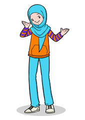 Cartoon illustration of Muslim girl