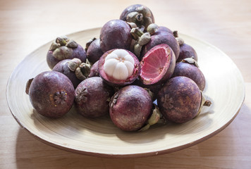 fresh mangostine on the plate