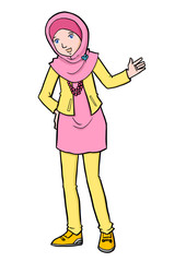 Cartoon illustration of Muslim girls