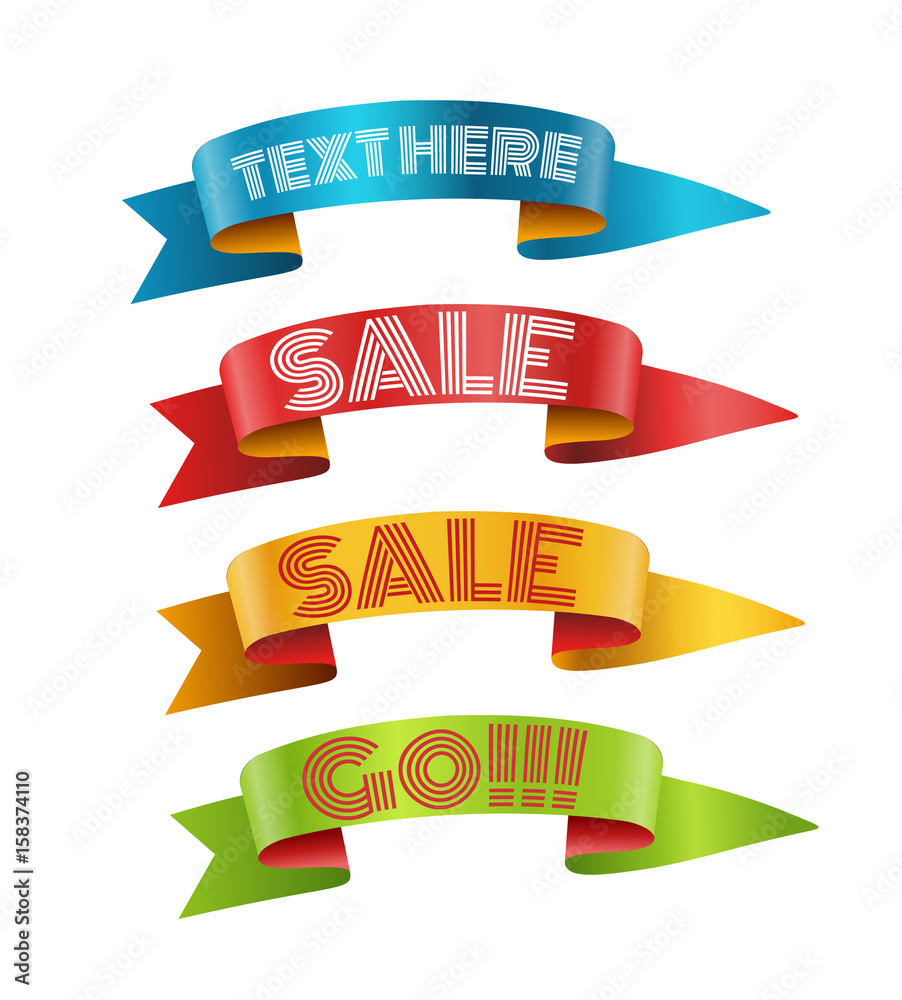 Poster color ribbons with text vector collection. template for a text. banners collection isolated on white