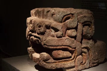 Gordijnen Amazing pre-Columbian Aztec sculptures from the archaeological zone of Mexico City, Mexico. © Alexander Sánchez