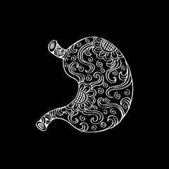 Human stomach in doodle style.