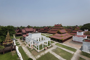 Aerial view of Mandalay Palace, Mandalay, Myanmar