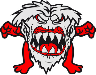 werwolf gefräßig böse fressen erschrecken kleines freches haariges monster schreien