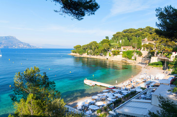 beautiful view on Paloma beach in Saint Jean Cap Ferrat on french riviera, South France