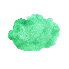 Hand drawn watercolor green texture isolated on the white background