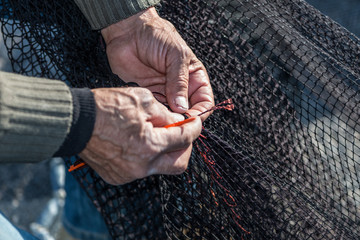 Hands old fisherman