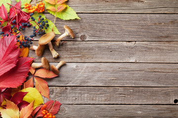 Naklejka na ściany i meble Autumn wooden background